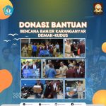 Penyaluran donasi dari warga SMK NEGERI 3 KUDUS dan donatur untuk korban banjir Ds. Wonorejo Kec. Karanganyar Kab. Demak